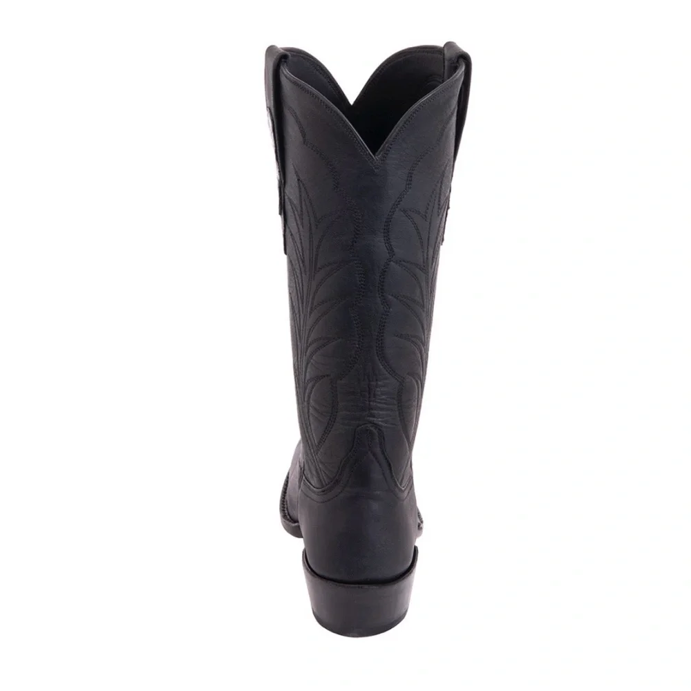 Burns 1876 Black Cowboy Boot Goat Leather Mad Dog Winn Stitching 13” - 7.5 C - Picture 11 of 12